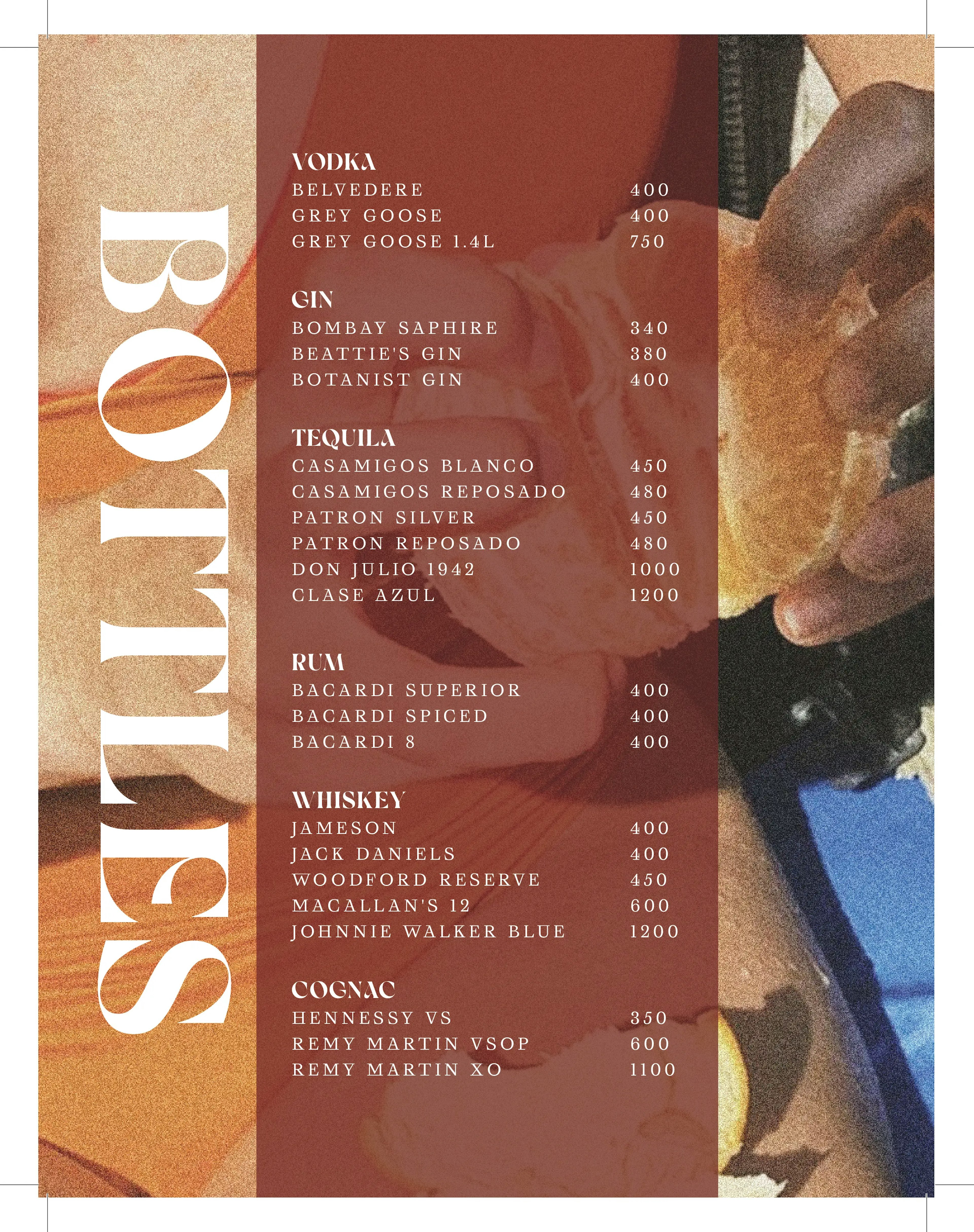 Baby's Cabaret | Bottles Menu Image